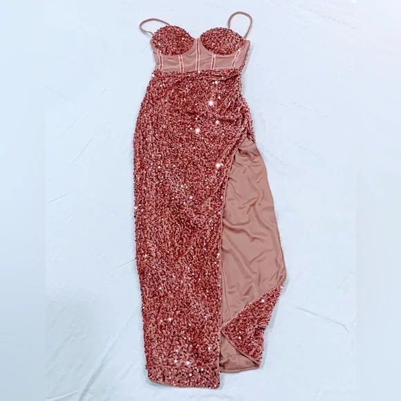 green emerald velvet dress Kkboxly Bodycon Glitter Cami Dress, Backless Chain Strap Evening Party   Kkboxly